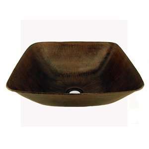   67 Square Hammered Copper Vessel Sink in Oil Rubbed Bronze (3 Pieces