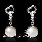 white clear faceted crystal bead dangle gift earrings  