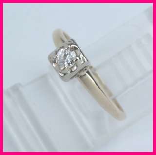 14kyg Antique Round Diamond Solitaire Engagement Ring .17 carats