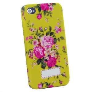  Flower Slim Hard Case Cover For iPhone 4 4G Yellow Cell 