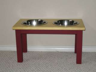 New Handmade 2 qt Double Bowl Elevated Dog Feeder 11 in  