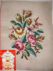 Vintage Dritz Floral Bouquet Preworked Needlepoint Canvas ~ Made in 