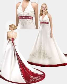 Store White/Red Satin Wedding Dress Size* 8 10 12 14 16  