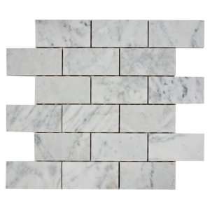  Carrara (Carrera) Bianco 2x4 Polished Marble Mosaic