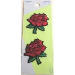  2pc Red Rose Iron on Patch Case Pack 24 