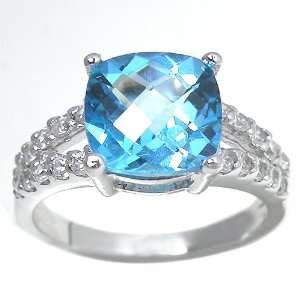   Blue Topaz Gemstone and Diamond 10k White Gold Ring(Limited Edition