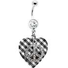 Body Candy Plaid Heart Peace Symbol Belly Ring