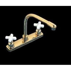   Faucet, Bright Brass High Rise with Cross Handles