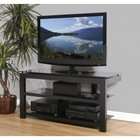 Plateau 50 Flat Screen TV Stand   Natural Wood and Black Glass 