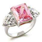   Pink Simulated Diamond Trillion Engagement Anniversary Ring