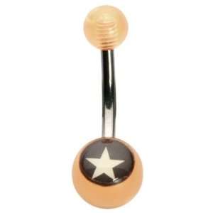  14G 3/8 Orange Star UV Curved Barbell Jewelry