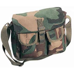   Woodland Camouflage Military Canvas Ammo Shoulder Bag 