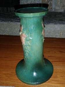   Roseville Pottery Clematis Jardiniere & Pedestal 667 8 Forest Green
