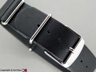 High quality leather watch strap NATO G10 Black 18mm  