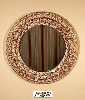 Round 45” Ornate Gold Beveled Mirror Frame  