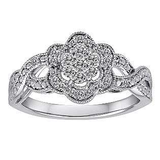 4cttw Diamond Vintage Flower Cluster Ring in Sterling Silver  Jewelry 