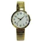 outpost ladies watch with round goldtone case white dial and