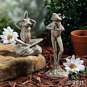 YOGA FROGS GARDEN STATUES CHARMING STONE LOOKING YARD FIGURINES NEW 
