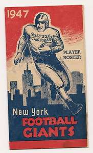 1947 New York Giants NFL Player Roster Booklet RARE  