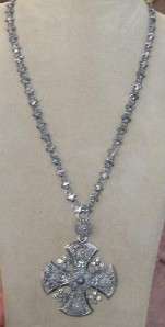 silver cross pendant with matching chain made in Israel. This pendant 
