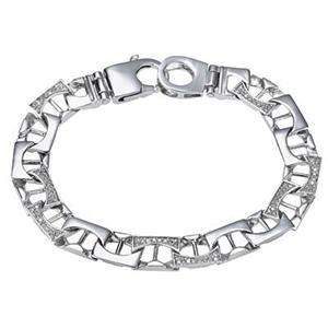 90ct Mens Diamond Mariner Handmade Link Bracelet 14K White Gold