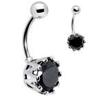 Body Candy Black Cubic Zirconia Clover Belly Ring