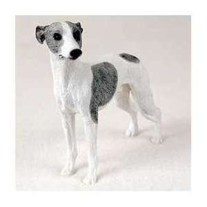  Whippet Dog Figurine   Gray & White