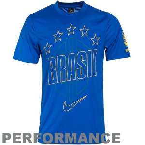  Nike Brazil Royal Blue Core Performance T shirt Sports 
