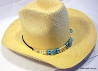 Genuine Bone Turquoise Beaded Choker Necklace Or Hatband Handcrafted 