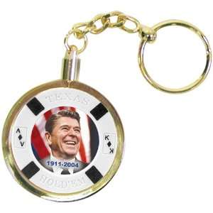  Ronald Reagan Commemorative Poker Chip w/Brass Key Ring 