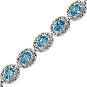    14K White Gold 8 1/2 ct. Blue Topaz Bracelet Katarina Jewelry