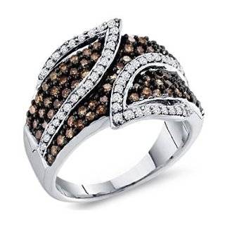 Brown Chocolate Diamond Ring Womens Band 10k White Gold (1.00 Carat)
