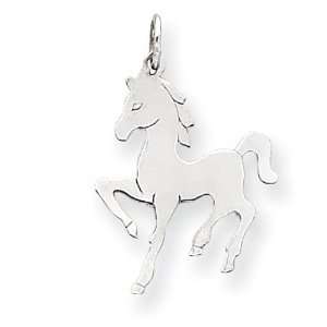  14k White Gold Solid Polished Horse Charm Jewelry