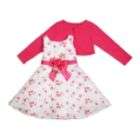 Youngland Girls Embroidered Dress With Shrug Pink/White