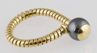 BULGARI 18K Gold Hematite Flexible Key Ring Chain  