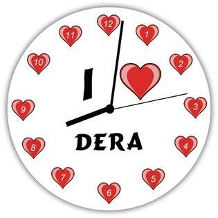   Clock with I Love Dera  SHOPZEUS For the Home Wall Decor Clocks