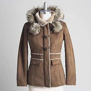   Hooded Faux Fur Lined Coat  Braetan Clothing Womens Outerwear