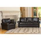Abbyson Living Bliss Leather Sofa and Chair Set in Rich Dark Brown