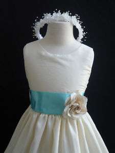 New IVORY AQUA/POOL BLUE Christmas wedding girl dress  