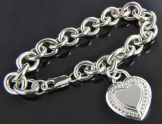 Judith Ripka Sterling Silver 925 Heart Lock Tag Charm Cable Chain 
