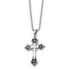   Stainless Steel Black Enamel & Diamond Cross Pendant 24 in. Necklace