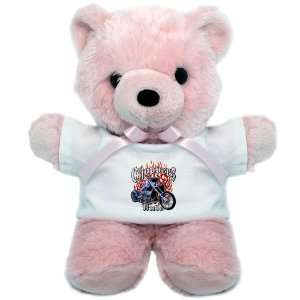 Teddy Bear Pink Choppers Rule Flaming Motorcycle and Iron 