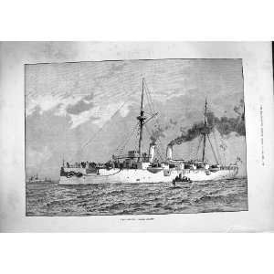   1887 ANTIQUE PRINT H.M.S. ORLANDO BELTED CRUISER SHIP
