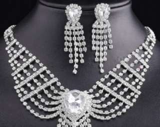 Bridal Wedding Jewelry Korean Style Beautiful Crystal Tassel Earrings 