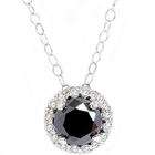 Pompeii3 Inc. 1.12CT Black White Diamond Solitaire Pave Halo Pendant