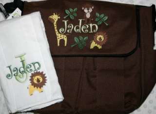 Personalized Baby Diaper bag 4 bag colors + Burp Cloth Boy or Girl 