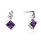Jewels For Me Square Cut 14K White Gold Amethyst Drop Earrings