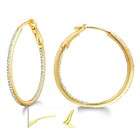 com 14kt Gold Diamond Hoop Earrings   Micro Prong Set 14KT White Gold 