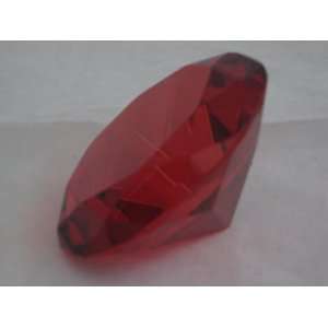  Ruby Crystal Glass Diamond Shaped Paperweight 2.25