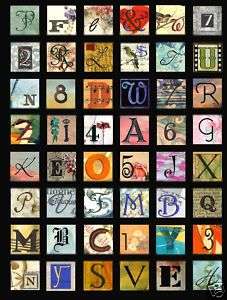 Letters & Numbers 1x1 Altered Images Collage Sheet  